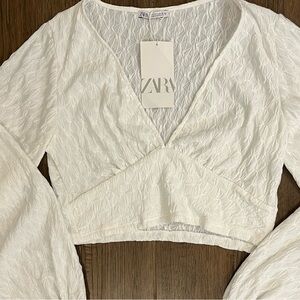 Zara Cream Textured Women's Blouse